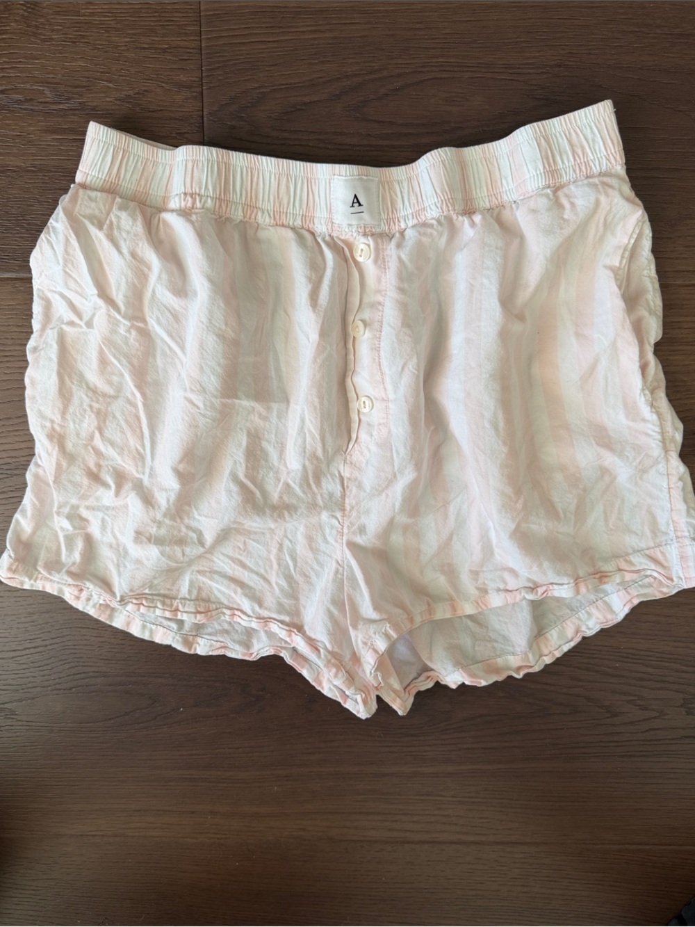 Anthropologie Light Pink Striped Women's Boxer Sleep Shorts